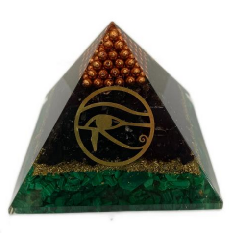 Black Tourmaline With Eye Of Horus Orgonite Pyramid