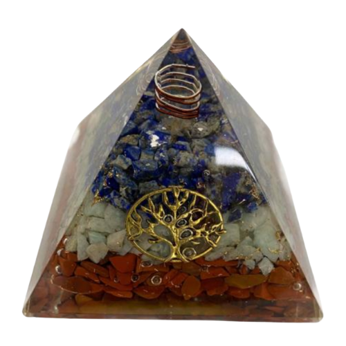 Lapis Lazuli Amazonite Red Jasper Orgonite Pyramid