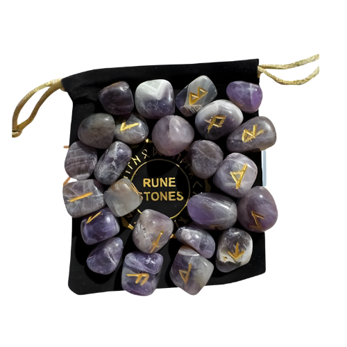 Rune Set Amethyst Crystal is Known for its Calming Energy, is Used for Stress Relief and Spiritual Growth