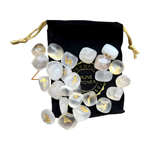 Rune Set Clear Quartz Stone has the Ability to Clear Mind and Enhance Higher Spiritual Receptivity
